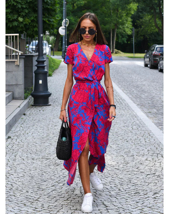Phillou | Women's Colorful Summer Dress Red Blue