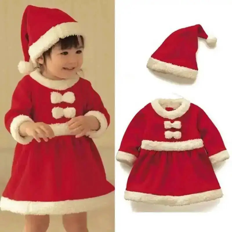 Halloween's Red Santa Claus Costume for Girls - Dress and Hat Set