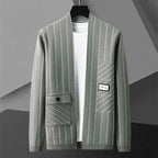 Men's Striped Cardigan - Stylish Knitwear for Casual Wear Green