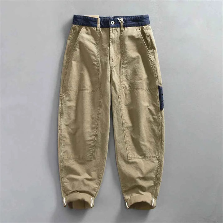 Men's Spliced Utility Cargo Pants Khaki
