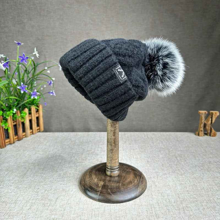 Cozy Wool Knit Beanie Black