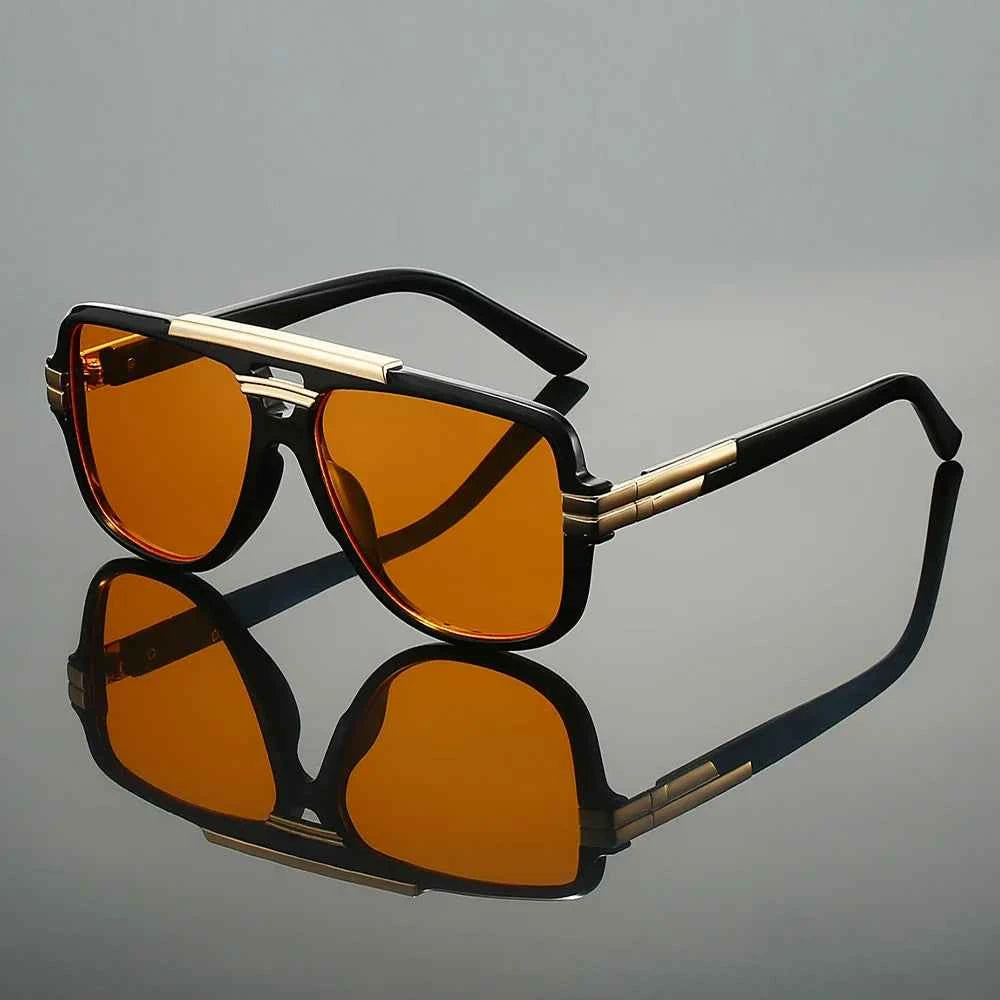 Double Bridge Fashion Sunglasses Black & Orange
