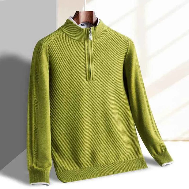 Men's Knitted Half-Zip Sweater Lime Green