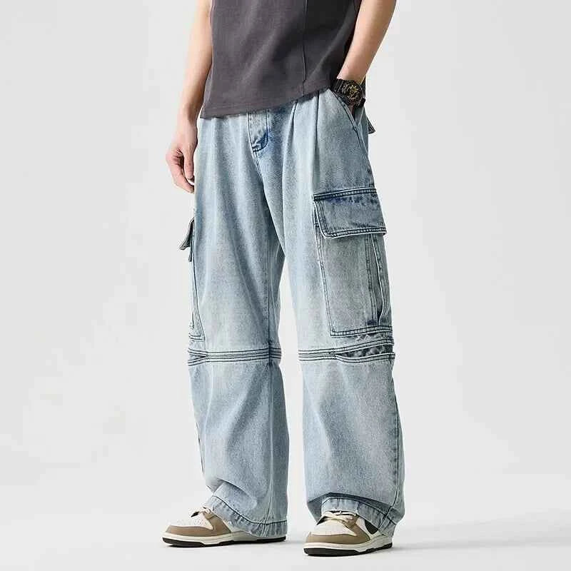 Men's Washed Baggy Jeans Light Blue