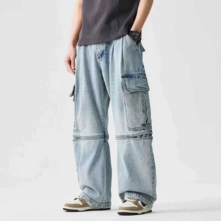Men's Washed Baggy Jeans Light Blue