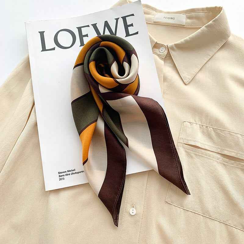 Women's Silk Square Scarf - Elegant Parisian Style