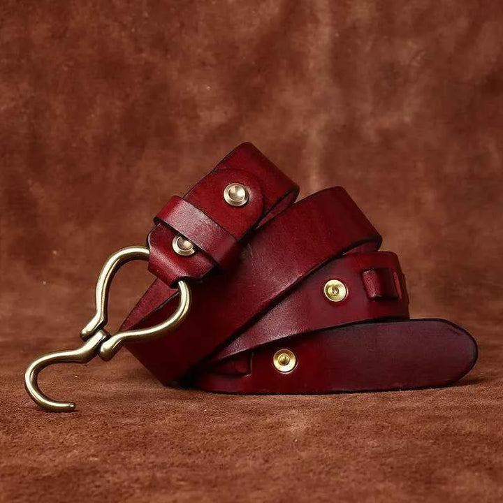 Premium Lancaster Leather Belt - Durable & Stylish Wine Red