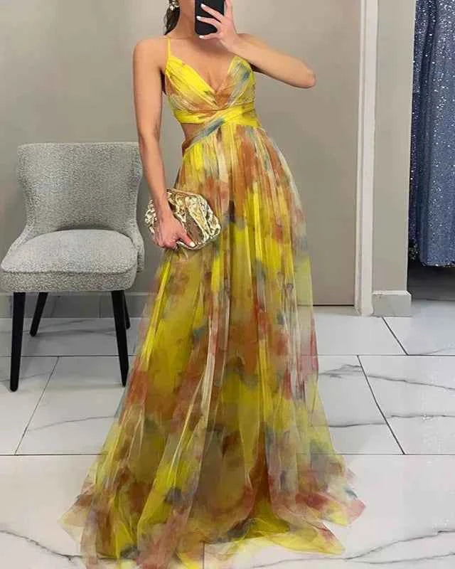 Madeline | Floral Maxi Dress for Effortless Elegance Yellow