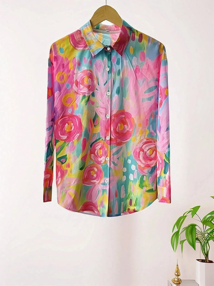 Women's Floral Loose Fit Button-Up Shirt