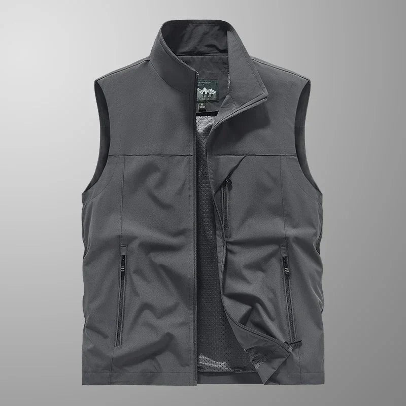 Men's Lightweight Waterproof Sleeveless Vest - Versatile Design Gray