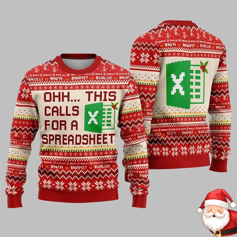Arbejder-julesweater med lange ærmer og rund halsudskæring