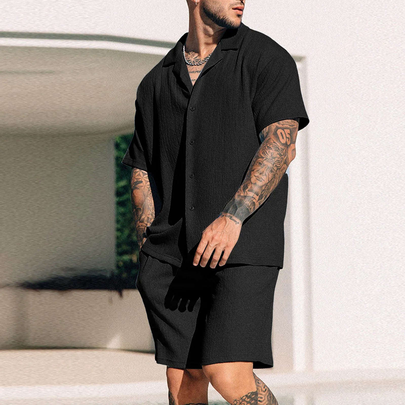 Men's Summer Breeze Two-Piece Outfit Black