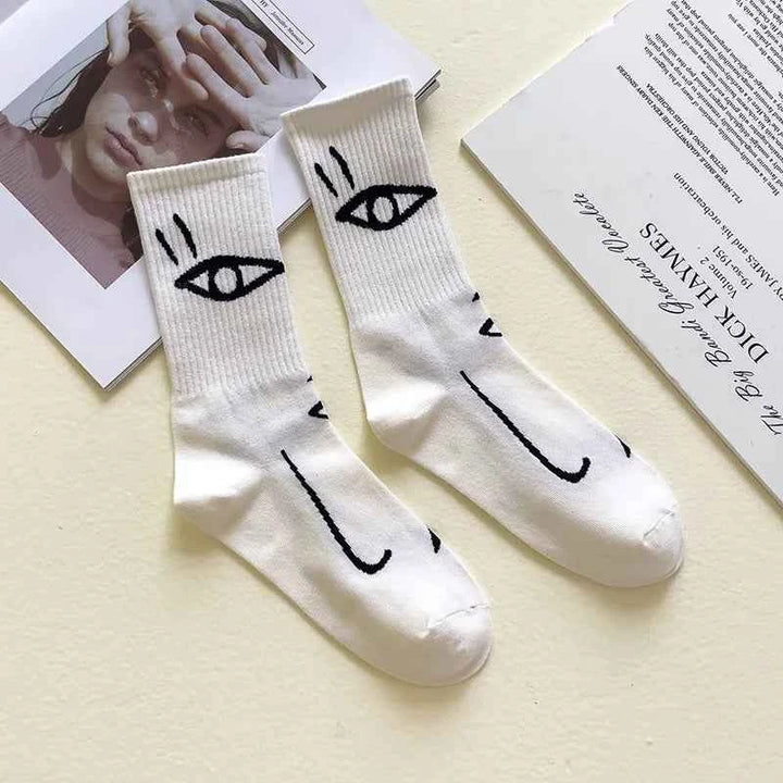 Abstract Line Art Socks - Unique Hypnotic Design Wondering Eyes