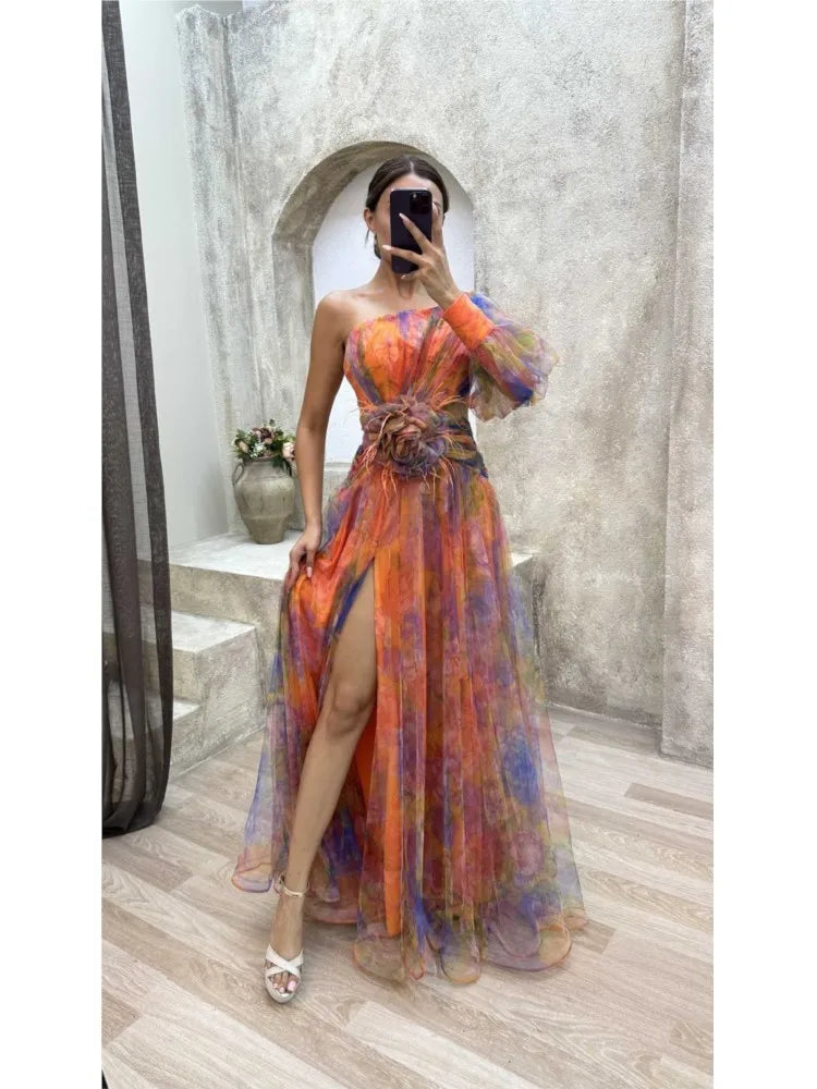 Norma | Women's Elegant Maxi Dress in Sheer Floral Design