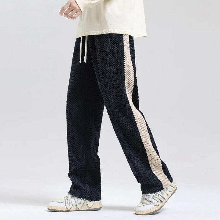 Men's High Waisted Wide Leg Casual Trousers with Pockets Black