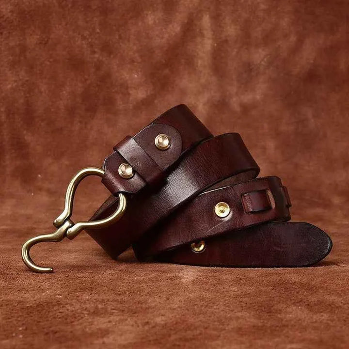 Premium Lancaster Leather Belt - Durable & Stylish Chestnut Brown