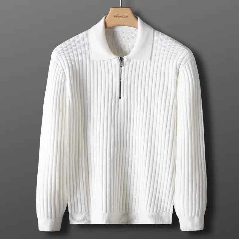 Men's Luxe Zip Sweater White