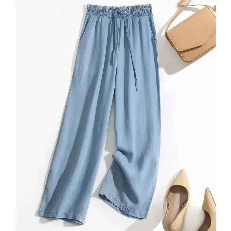 Women's Wide Leg Pants - Stylish and Comfortable Fit Sky blue