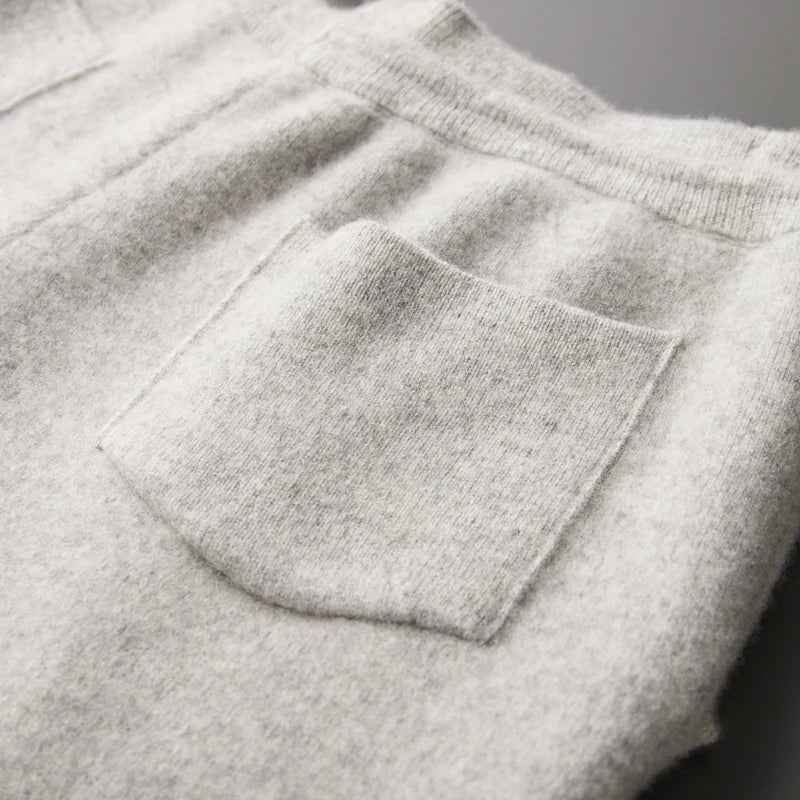 Women's Relaxed Fit Wool-Blend Trousers with Drawstring Waist and Side Pockets