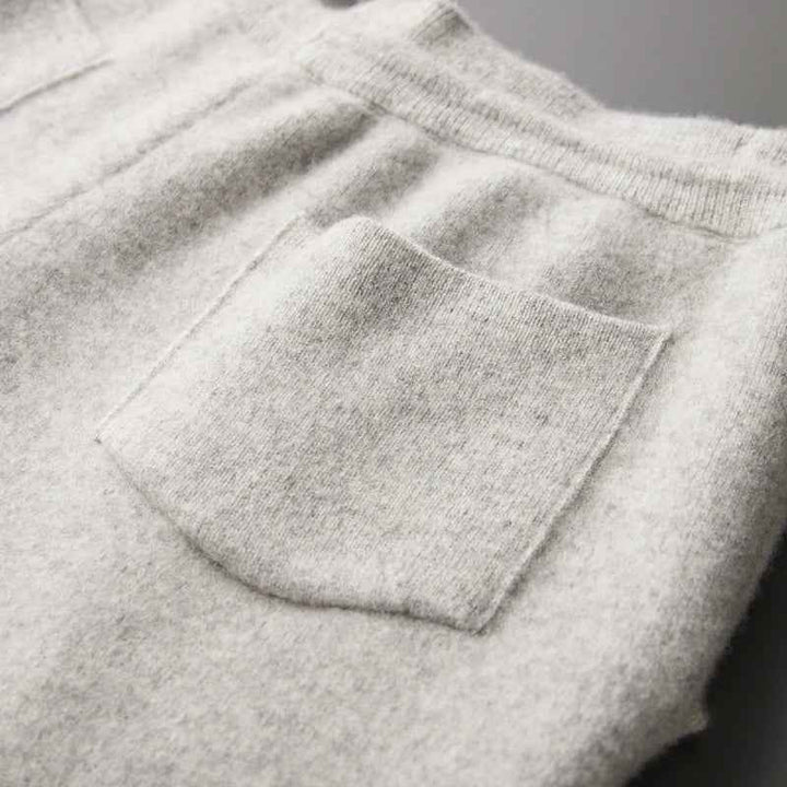 Women's Relaxed Fit Wool-Blend Trousers with Drawstring Waist and Side Pockets