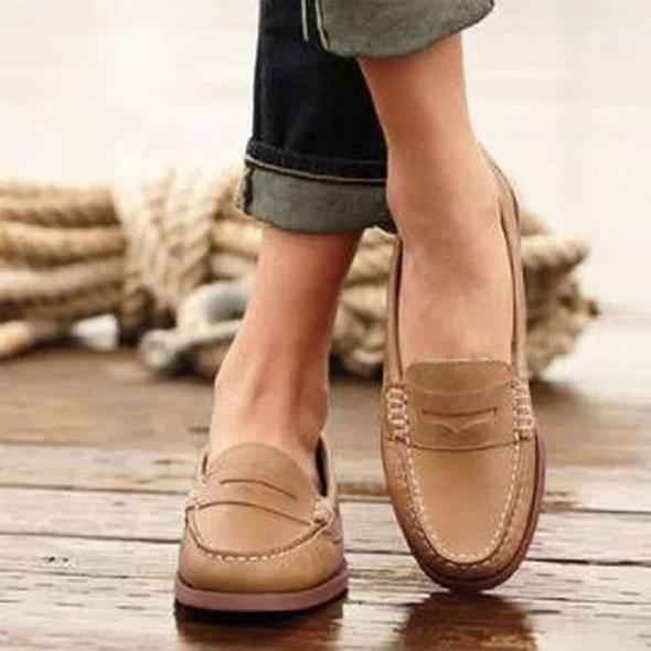 Womens Slip-On Classic Penny Loafers Khaki
