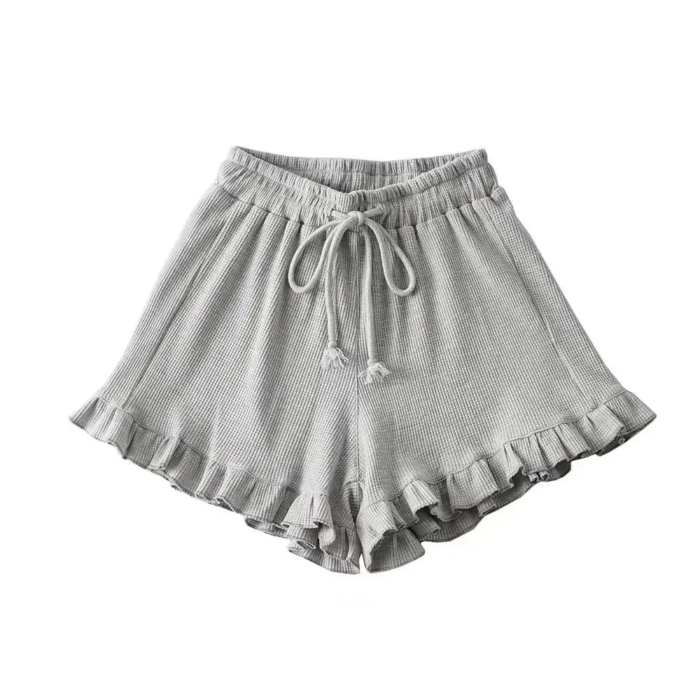 Women's Ruffle Hem Shorts Gray