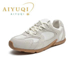 Women’s Genuine Leather Retro German Trainers Shoes Beige