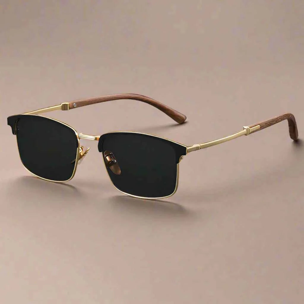 Cedar Clubmaster Sunglasses Black & Gold
