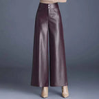 Women's Wide-Leg Leather Pants Red