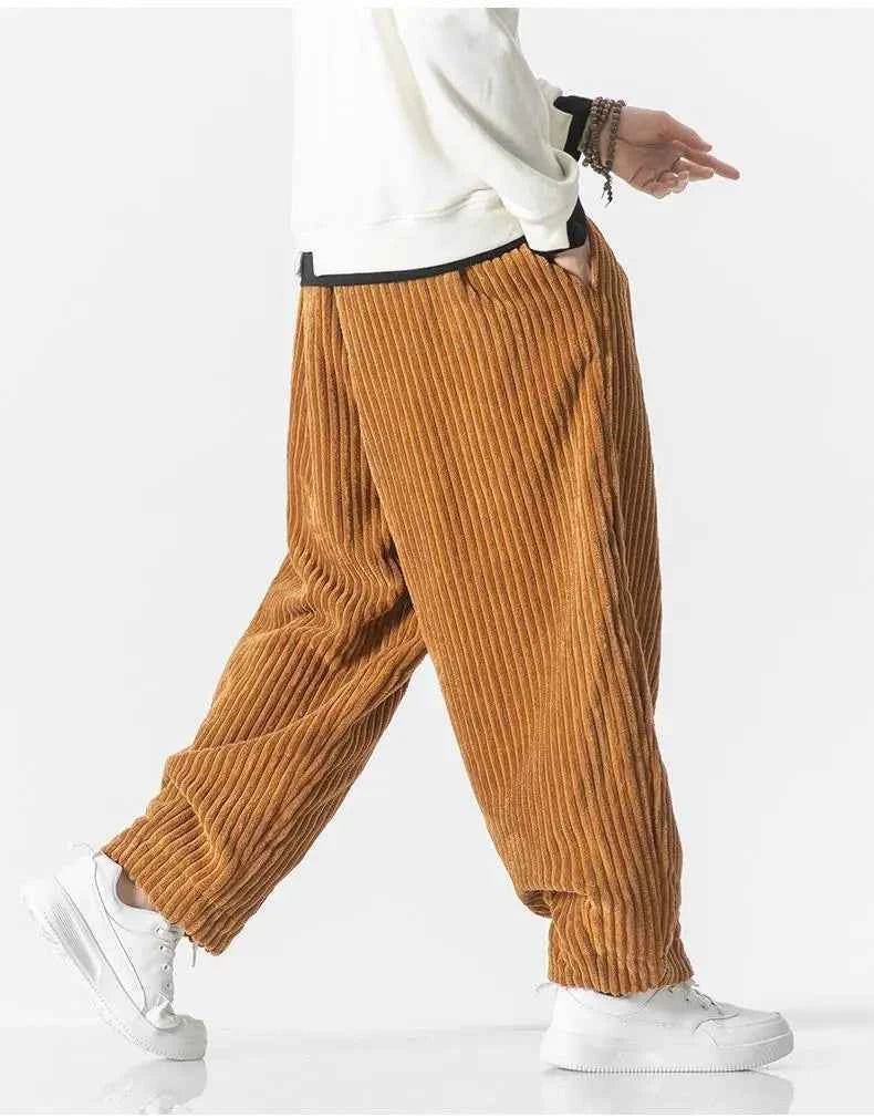 Men's Relaxed Fit Ribbed Knit Joggers with Elastic Waistband