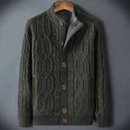 Men's Cable Knit Cardigan Army Green