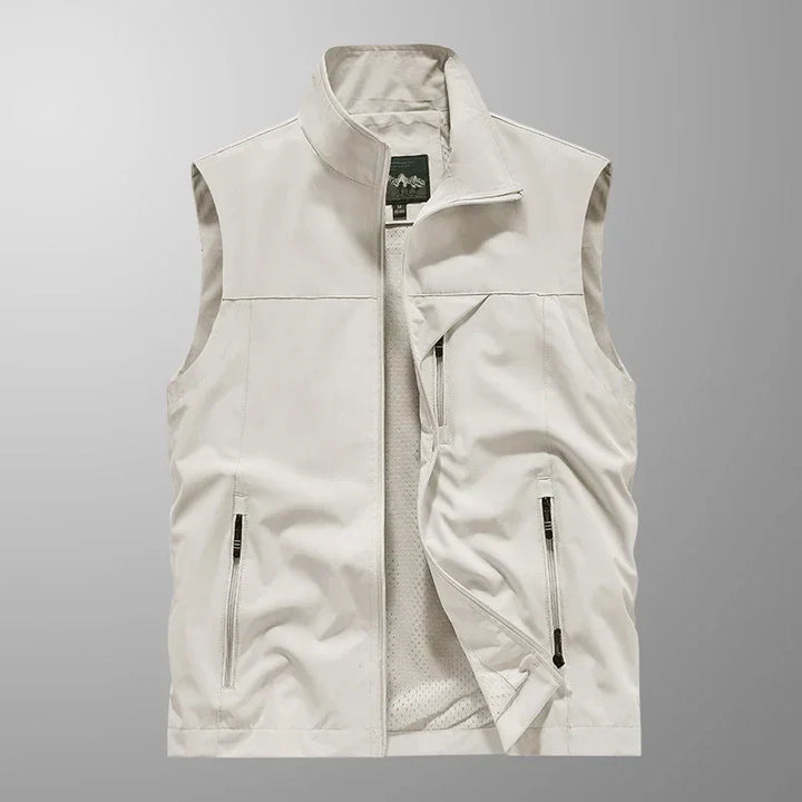 Men's Lightweight Waterproof Sleeveless Vest - Versatile Design White