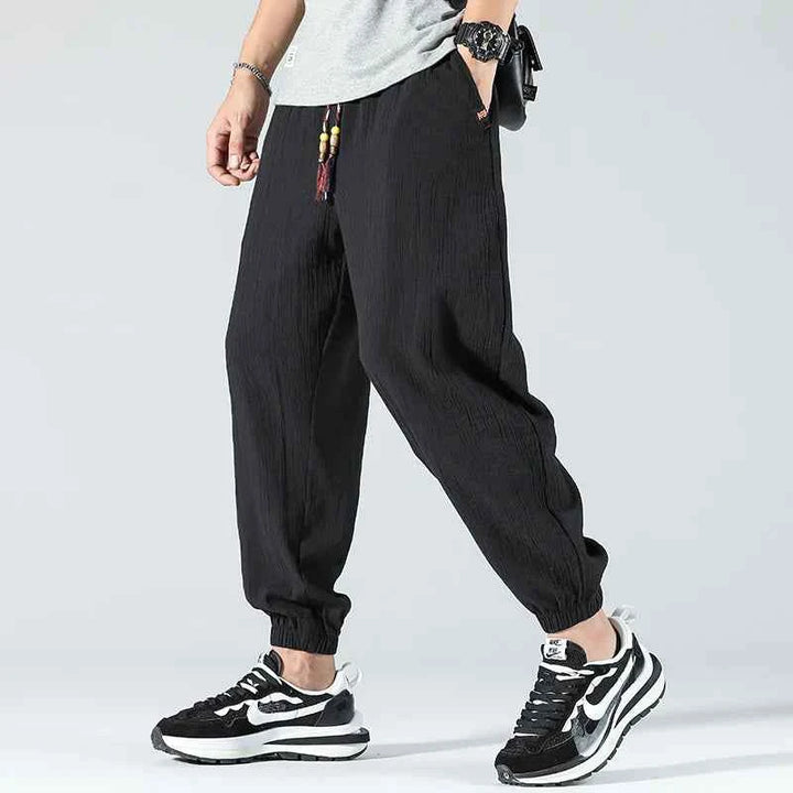 Men's Relaxed-Fit Linen Pants Black