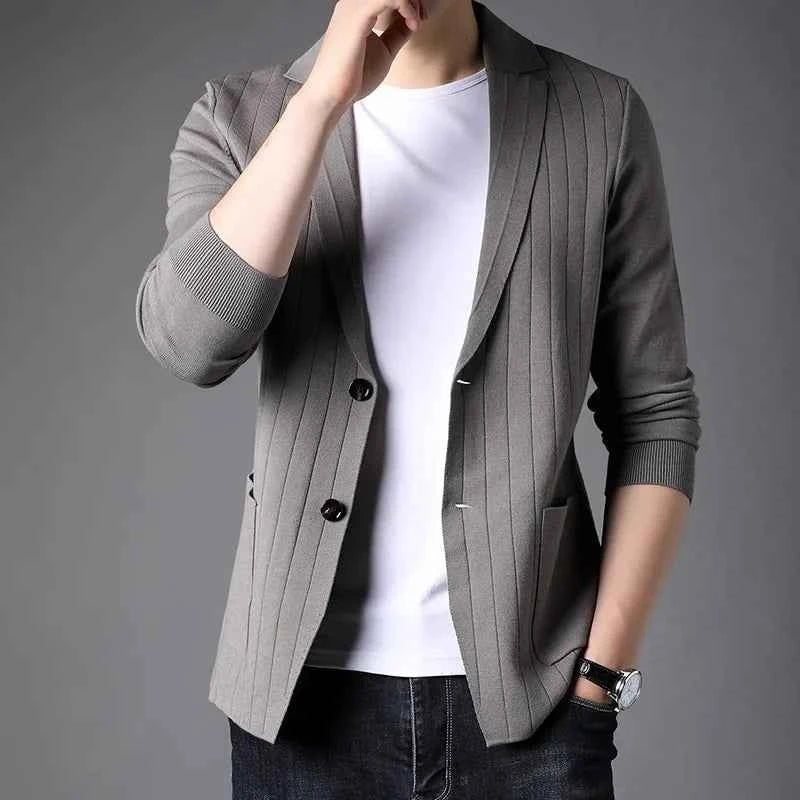 Men's Rib-Stitch Blazer Gray