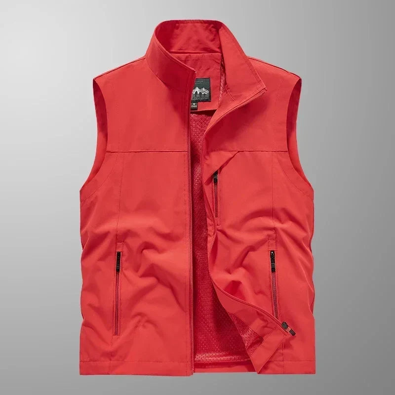 Men's Polyester Sleeveless Stand Collar Waterproof Vest