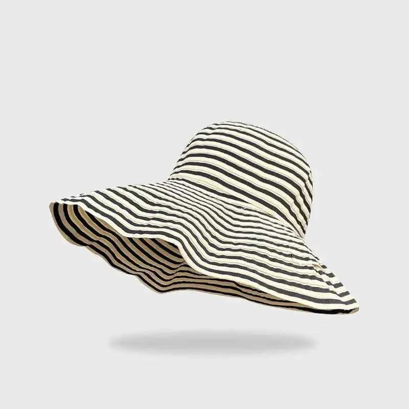 Striped Sun Hat for Stylish Summer Days Beige