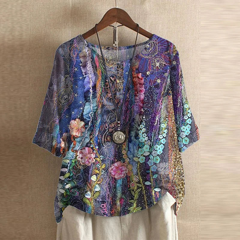 Women's Casual Retro-Inspired Blouse Violet