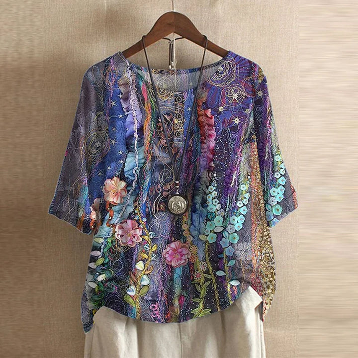 Women's Casual Retro-Inspired Blouse Violet
