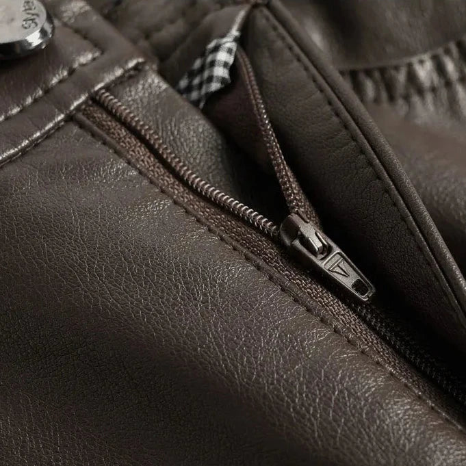 Stacia | Women's High Waist Faux Leather Trousers - Chic & Comfortable