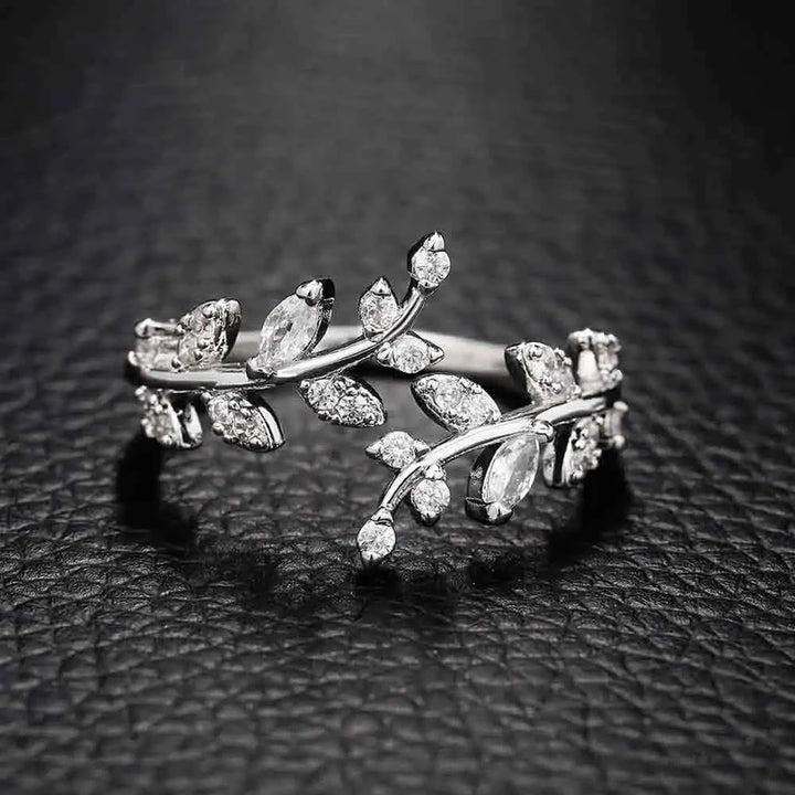 Adjustable Eden Leaf Ring Silver