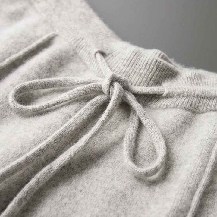 Women's Relaxed Fit Wool-Blend Trousers with Drawstring Waist and Side Pockets