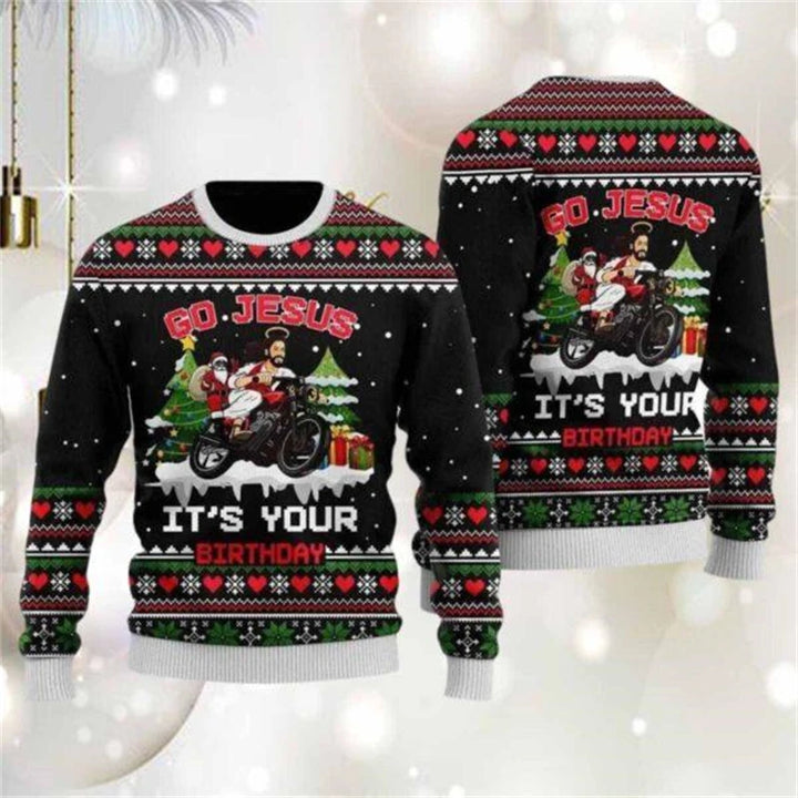 Sjov julesweater med julemandsmotiv til mænd - afslappet pullover