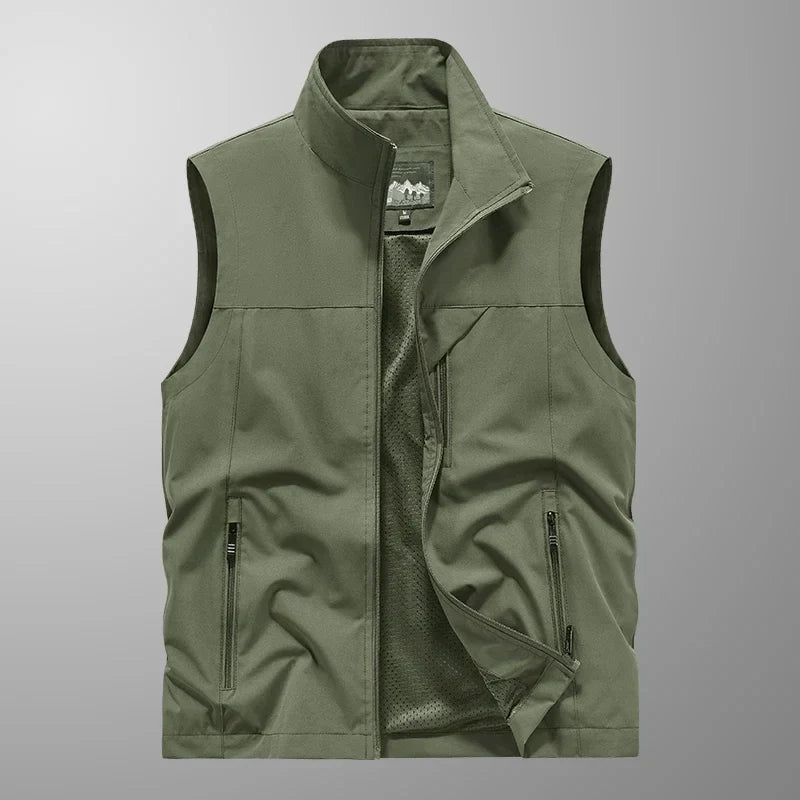 Men's Lightweight Waterproof Sleeveless Vest - Versatile Design Army Green