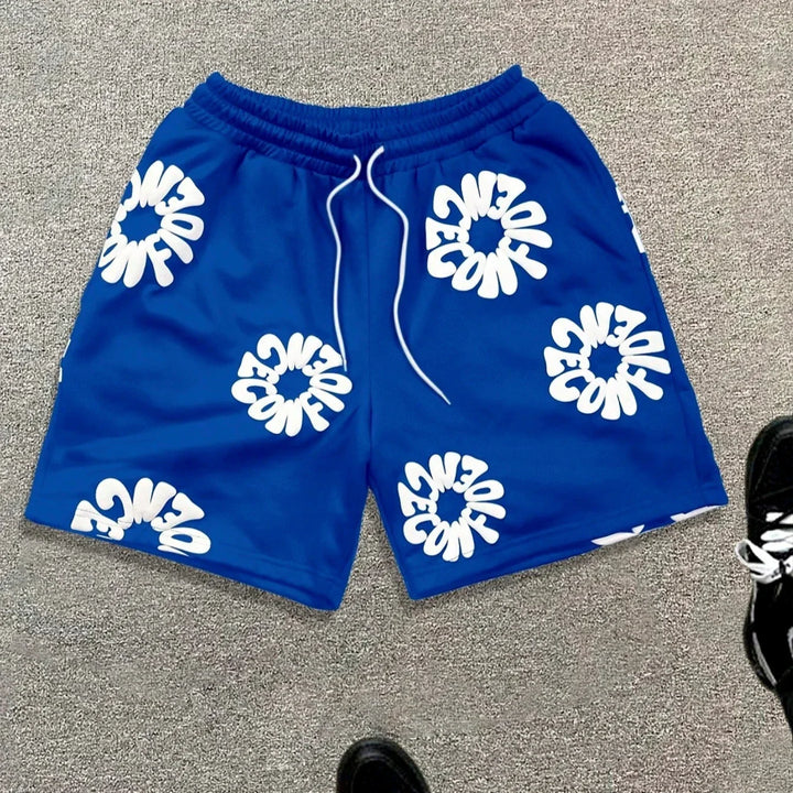 Trendy herre-casual hurtigtørrende oversized denimshorts med slidmærker til stranden