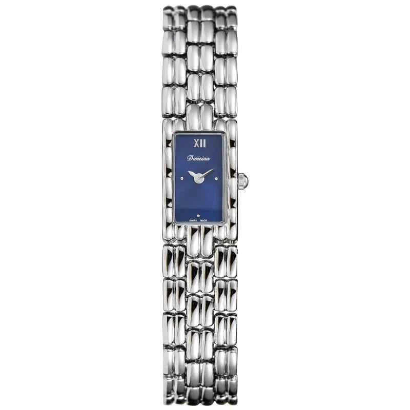 Rectangular Roman Numeral Dial Link Wrist Watch