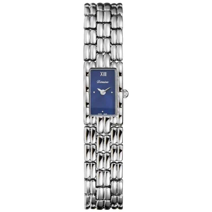 Rectangular Roman Numeral Dial Link Wrist Watch