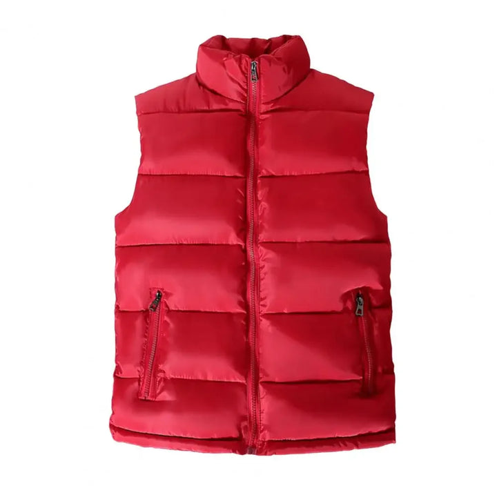 Men's Lightweight Quilted Puffer Vest with Slim Collar Red