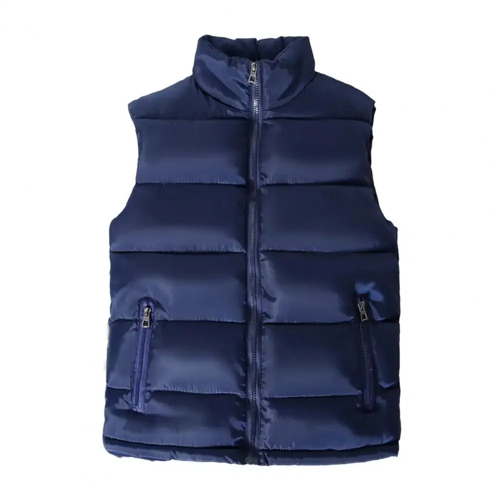 Men's Lightweight Quilted Puffer Vest with Slim Collar Blue