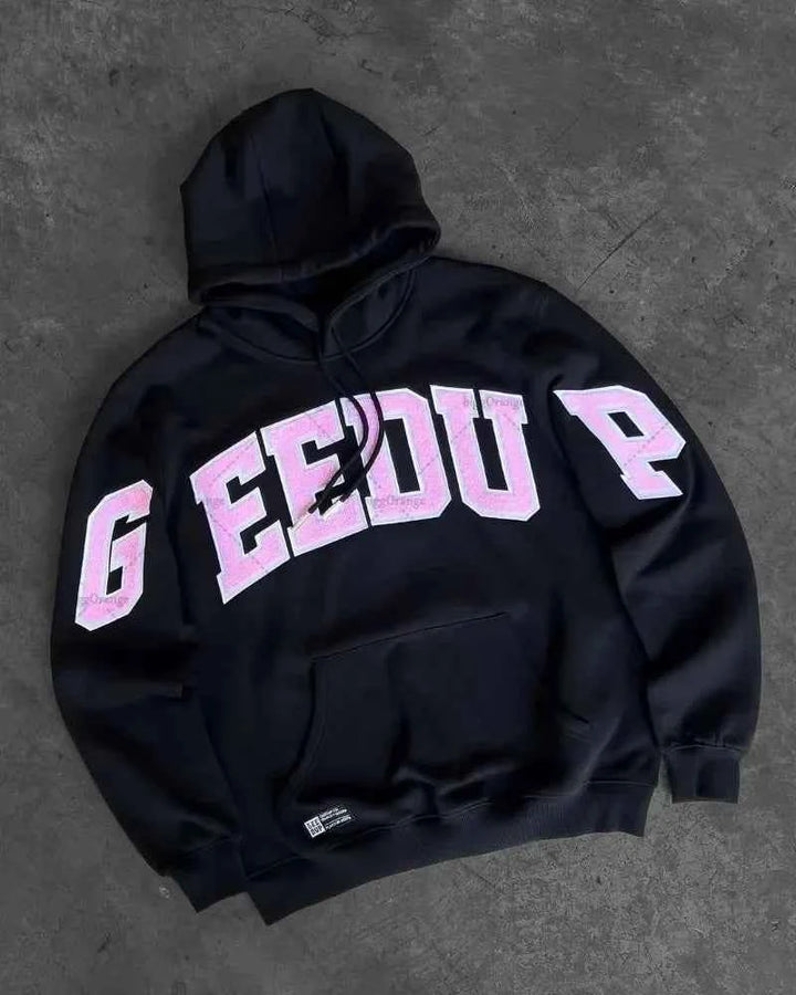 Men's & Women's | Casual Striped Letter Oversized Hoodie for Street Fashion