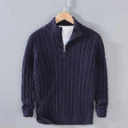 Men's Cable-Knit Sweater - Cozy Knitwear for Stylish Comfort Navy Blue